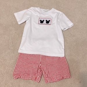 Classic Whimsy Mickey Mouse Smocked Shorts Set